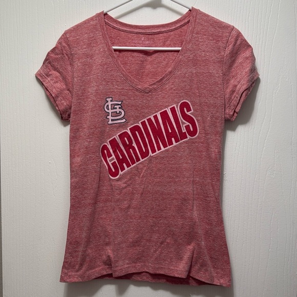 Women’s STL Cardinals V-neck T-shirt Heather Red Size Medium - Picture 1 of 1